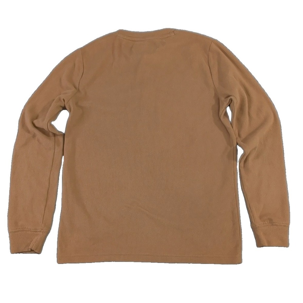 Abercrombie Kids Thermal Waffle Knit Henley Boys 11 12 Brown Moose Long Sleeve - Picture 3 of 7